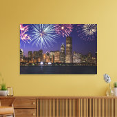 Vuurwerk over skyline in Chicago Canvas Afdruk (Insitu (Woonkamer))