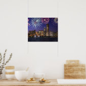 Vuurwerk over skyline in Chicago Poster (Keuken)