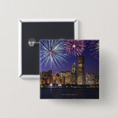 Vuurwerk over skyline in Chicago Vierkante Button 5,1 Cm (Voorkant /achterkant)