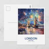 Vuurwerk over Tower Bridge - Londen, Engeland Briefkaart (Voorkant / Achterkant)