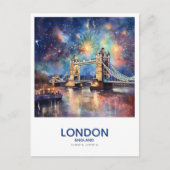 Vuurwerk over Tower Bridge - Londen, Engeland Briefkaart (Voorkant)