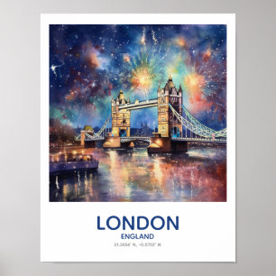 Vuurwerk over Tower Bridge - Londen, Engeland Poster