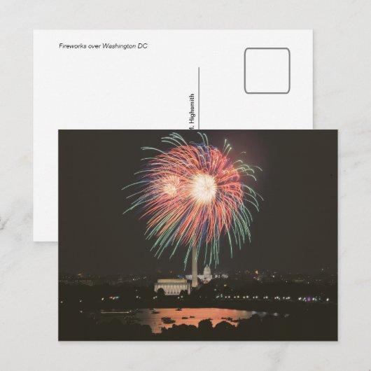 Vuurwerk over Washington DC Briefkaart (Voorkant / Achterkant)