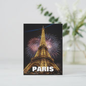 Vuurwerk Parijs Eiffeltoren Cafés Ansichtkaart Briefkaart (Staand voorkant)