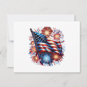 Vuurwerk Patriottisch Vlag Verenigde Staten Bedankkaart
