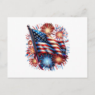 Vuurwerk Patriottisch Vlag Verenigde Staten Briefkaart