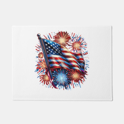 Vuurwerk Patriottisch Vlag Verenigde Staten Deurmat (Voorkant)