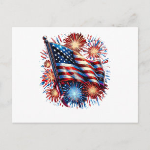 Vuurwerk Patriottisch Vlag Verenigde Staten Feestdagenkaart