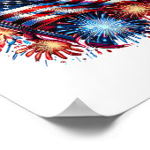 Vuurwerk Patriottisch Vlag Verenigde Staten Poster (Hoek)