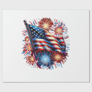 Vuurwerk Patriottisch Vlag VS Cadeaupapier
