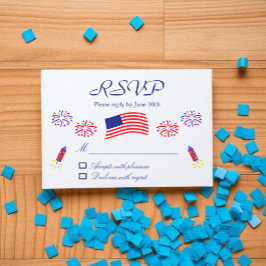 Vuurwerk Patriottische Baby Shower RSVP Kaartje