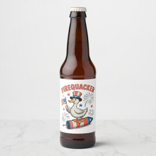Vuurwerk Patriottische Eend 4 juli 250ste Bier Etiket (Voorkant)