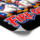 Vuurwerk Patriottische Eend Amerikaanse Vlag 4e Ju Poster (Hoek)