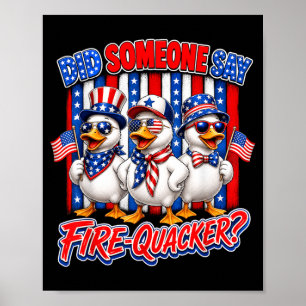 Vuurwerk Patriottische Eend Amerikaanse Vlag 4e Ju Poster