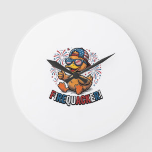 Vuurwerk Patriottische Eend Vintage T-shirt Ontwer Grote Klok