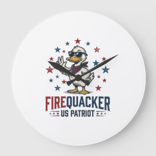 Vuurwerk Patriottische Eend Vintage T-shirt Ontwer Grote Klok