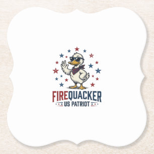 Vuurwerk Patriottische Eend Vintage T-shirt Ontwer Kartonnen Onderzetters
