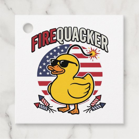 Vuurwerk Patriottische Eend Vuurwerk Vectorontwerp Bedankjes Labels (Voorkant)