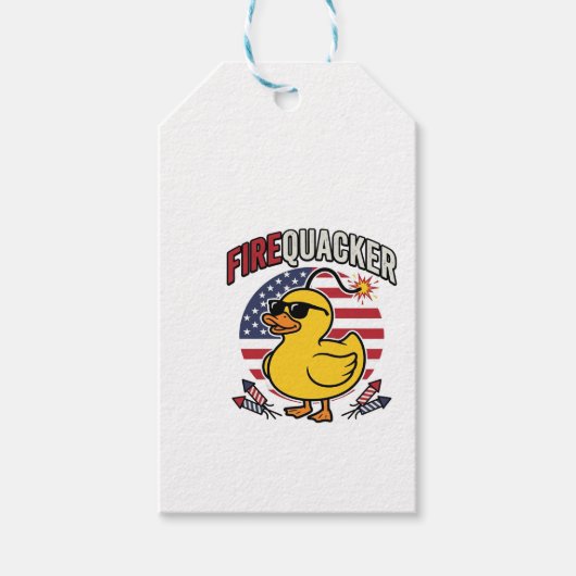 Vuurwerk Patriottische Eend Vuurwerk Vectorontwerp Cadeaulabel (Voorkant)