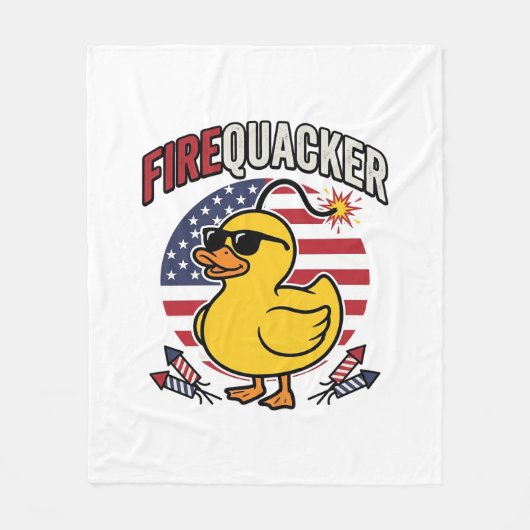 Vuurwerk Patriottische Eend Vuurwerk Vectorontwerp Fleece Deken (Voorkant)