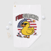 Vuurwerk Patriottische Eend Vuurwerk Vectorontwerp Golfhanddoek (Insitu)