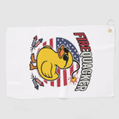 Vuurwerk Patriottische Eend Vuurwerk Vectorontwerp Golfhanddoek (Horizontaal)