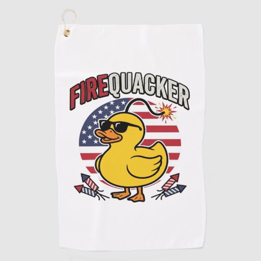 Vuurwerk Patriottische Eend Vuurwerk Vectorontwerp Golfhanddoek (Voorkant)