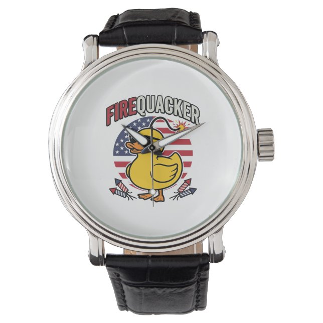 Vuurwerk Patriottische Eend Vuurwerk Vectorontwerp Horloge (Voorkant)