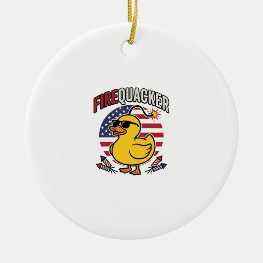 Vuurwerk Patriottische Eend Vuurwerk Vectorontwerp Keramisch Ornament (Voorkant)