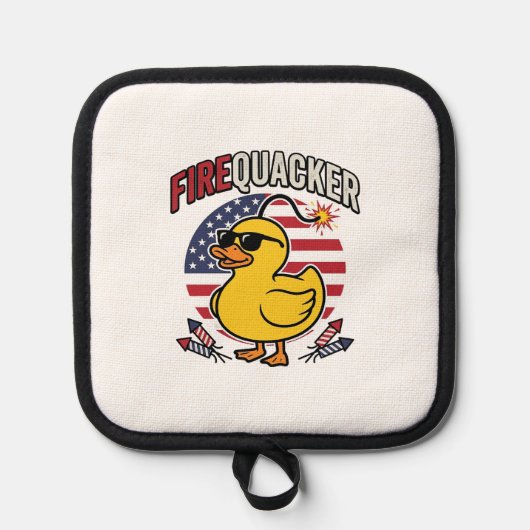 Vuurwerk Patriottische Eend Vuurwerk Vectorontwerp Pannenlap (Voorkant)
