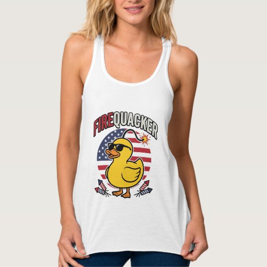 Vuurwerk Patriottische Eend Vuurwerk Vectorontwerp Tanktop (Voorkant)