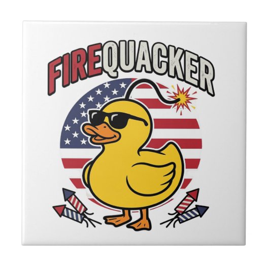 Vuurwerk Patriottische Eend Vuurwerk Vectorontwerp Tegeltje (Voorkant)