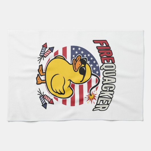Vuurwerk Patriottische Eend Vuurwerk Vectorontwerp Theedoek (Horizontaal)