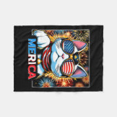 Vuurwerk Patriottische Maneki Neko Cat Merica Fleece Deken (Voorkant (Horizontaal))