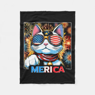 Vuurwerk Patriottische Maneki Neko Cat Merica Fleece Deken