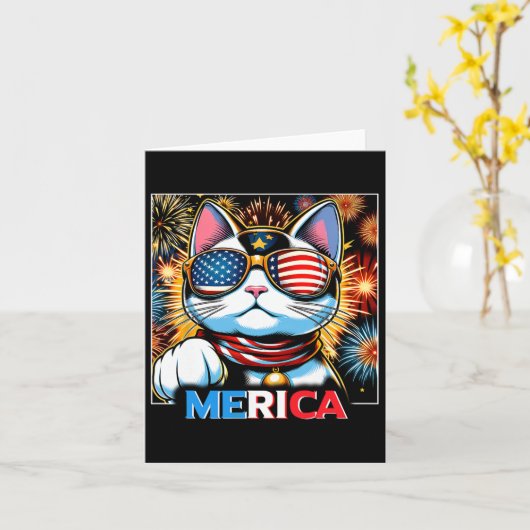 Vuurwerk Patriottische Maneki Neko Cat Merica Kaart (Gele Bloem)
