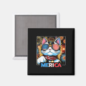 Vuurwerk Patriottische Maneki Neko Cat Merica Magneet (Voorkant / Achterkant)