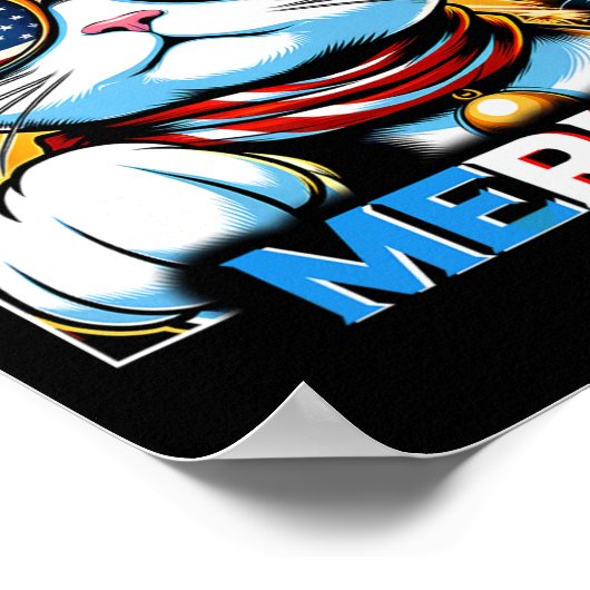 Vuurwerk Patriottische Maneki Neko Cat Merica Poster (Hoek)