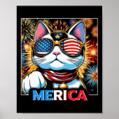 Vuurwerk Patriottische Maneki Neko Cat Merica Poster (Voorkant)