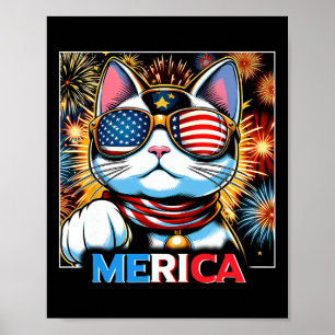 Vuurwerk Patriottische Maneki Neko Cat Merica Poster