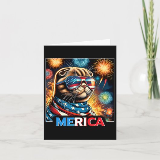 Vuurwerk Patriottische Schotse Fold Cat Amerika Kaart (Voorkant)