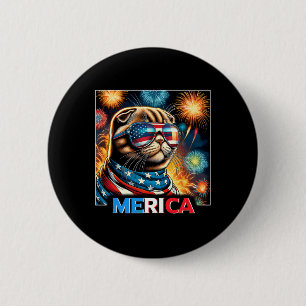 Vuurwerk Patriottische Schotse Fold Cat Amerika Ronde Button 5,7 Cm
