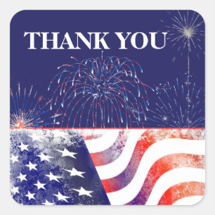 Vuurwerk Patriottische Veteranendag Dank u Vierkante Sticker