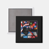Vuurwerk Patriottische Zwarte Kat Magneet (Voorkant / Achterkant)