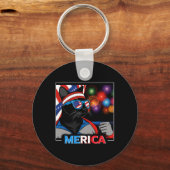 Vuurwerk Patriottische Zwarte Kat Sleutelhanger (Voorkant)