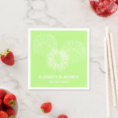 Vuurwerk, Pistache Achtergrond, Naam Monogram Servetten (Insitu)