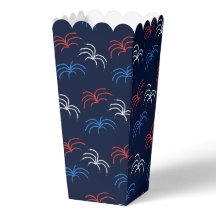 Vuurwerk Popcorn Box (Navy Blue, Rood & Wit)