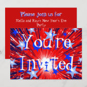 Vuurwerk Red White Blue 'Party'-uitnodiging Kaart (Voorkant / Achterkant)