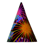 Vuurwerk + regenboogspectrum "GEWELD NIEUW JAAR!" Feesthoedjes (Rechts)