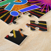 Vuurwerk + regenboogspectrum "GEWELD NIEUW JAAR!" Legpuzzel (Zijkant)